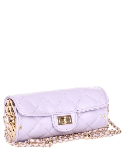 Diamond Quilted Cylinder Shape Crossbody Bag SP6741  PURPLE